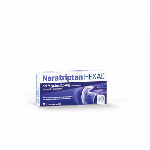 Abbildung für NARATRIPTAN HEXAL bei Migräne 2,5 mg Filmtabletten