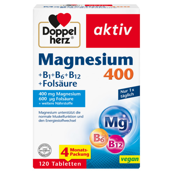 Abbildung für DOPPELHERZ Magnesium 400+B1+B6+B12+Folsäure Tabl.