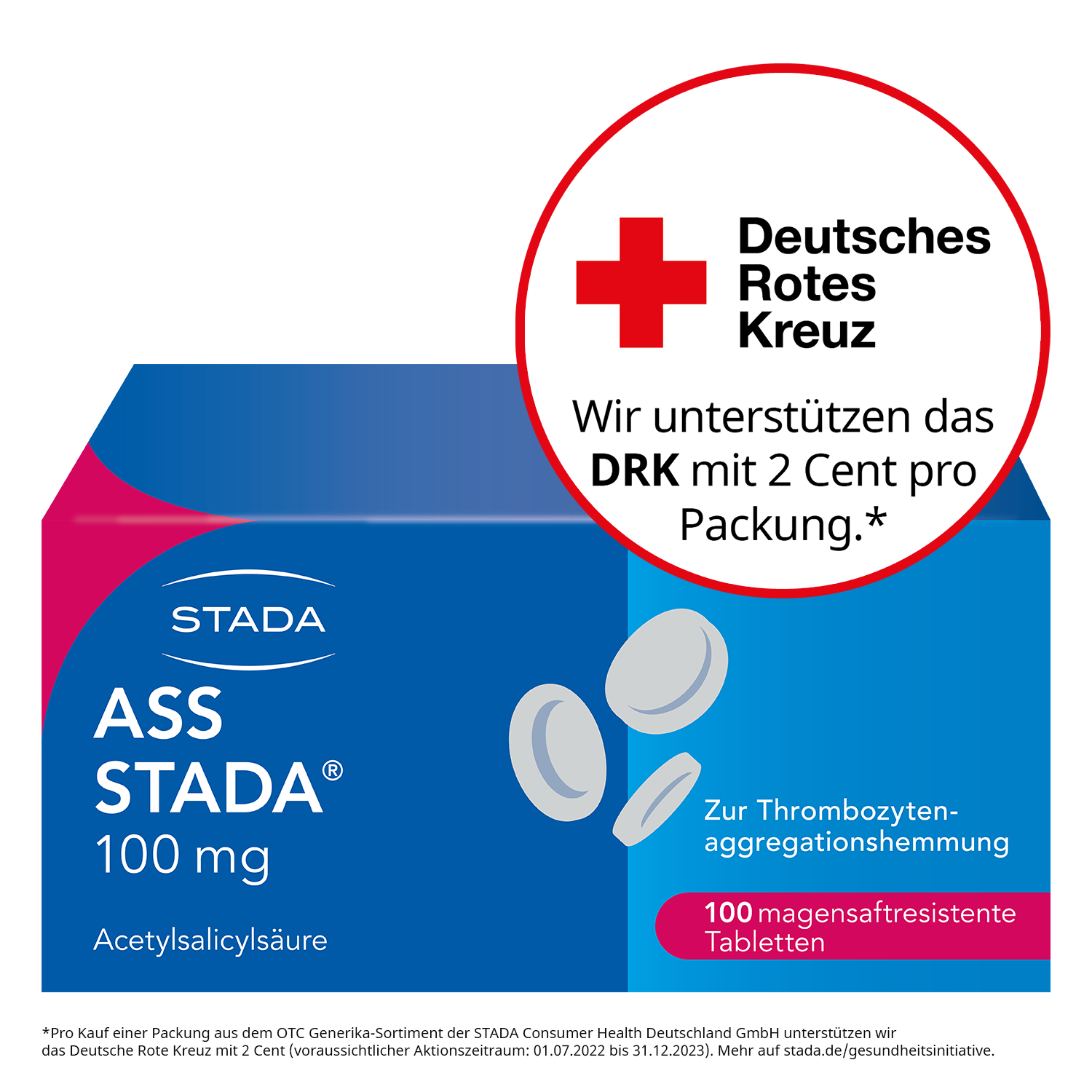 Abbildung für ASS STADA 100 mg magensaftresistente Tabletten